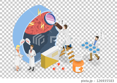 3D Isometric Flat Illustration of Migraine or Headache, Diagnosis And Treatment 3D Isometric Flat Illustration of Migraine or Headache, Diagnosis And Treatment 126935583