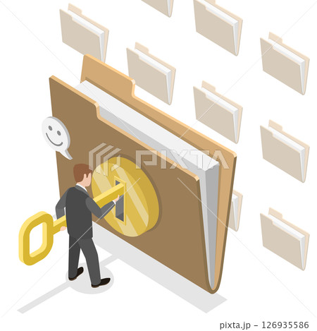 3D Isometric Flat Illustration of Protect Personal Documents, Data Security Services 3D Isometric Flat Illustration of Protect Personal Documents, Data Security Services 126935586