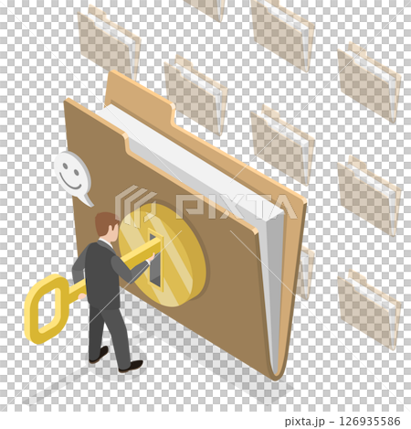 3D Isometric Flat Illustration of Protect Personal Documents, Data Security Services 3D Isometric Flat Illustration of Protect Personal Documents, Data Security Services 126935586