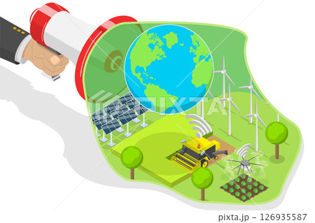 3D Isometric Flat Illustration of Environmental and Ecology Care, ESG as a Catalyst for Economic Development 3D Isometric Flat Illustration of Environmental and Ecology Care, ESG as a Catalyst for Economic Development 126935587