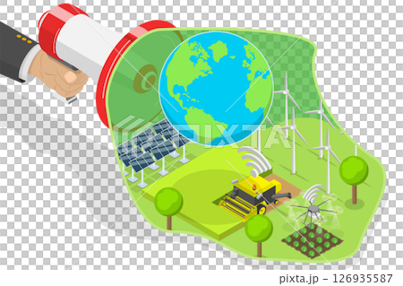 3D Isometric Flat Illustration of Environmental and Ecology Care, ESG as a Catalyst for Economic Development 3D Isometric Flat Illustration of Environmental and Ecology Care, ESG as a Catalyst for Economic Development 126935587