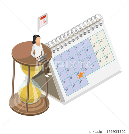 3D Isometric Flat  Illustration of Job Deadline, Time Management Strategy 126935592