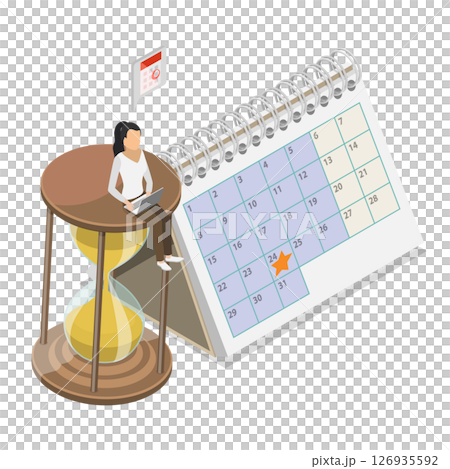 3D Isometric Flat  Illustration of Job Deadline, Time Management Strategy 126935592
