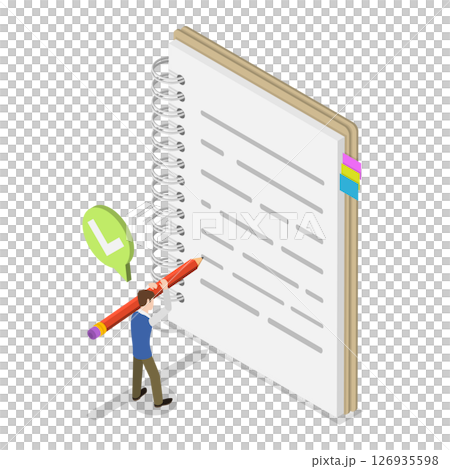 3D Isometric Flat  Illustration of Notebook, Planning and Organization 126935598