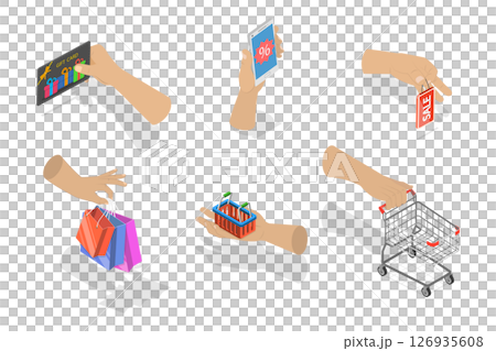 3D Isometric Flat  Illustration of Online Shopping, Delivery Service 126935608