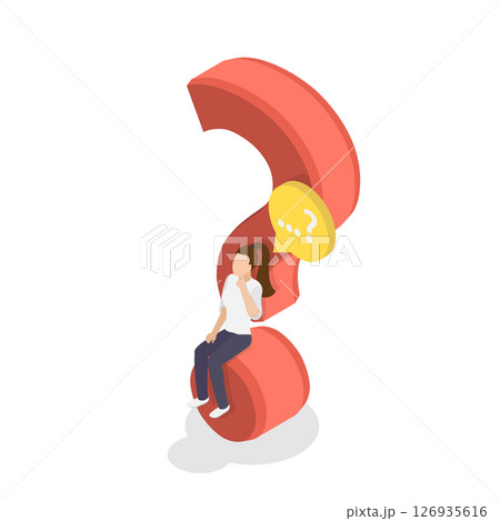 3D Isometric Flat  Illustration of Deep Pondering, Make Choice or Decision 126935616