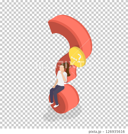 3D Isometric Flat  Illustration of Deep Pondering, Make Choice or Decision 126935616