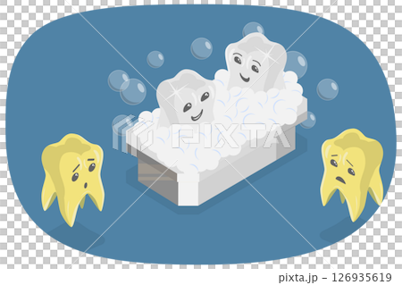 3D Isometric Flat Illustration of Dental Care, Teeth Whitening 3D Isometric Flat Illustration of Dental Care, Teeth Whitening 126935619