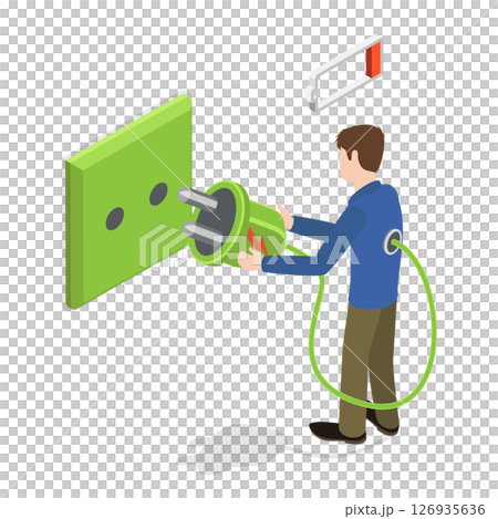 3D Isometric Flat  Illustration of Energy Recharge, Raising Positivity, Optimism and Enthusiasm 126935636