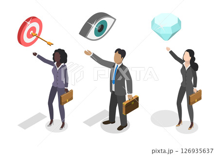 3D Isometric Flat  Illustration of Business Company Success, Mission, Vision And Value 126935637