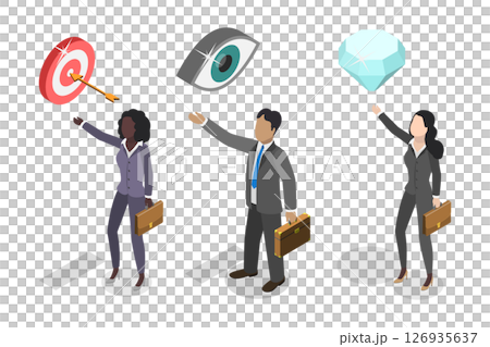 3D Isometric Flat  Illustration of Business Company Success, Mission, Vision And Value 126935637