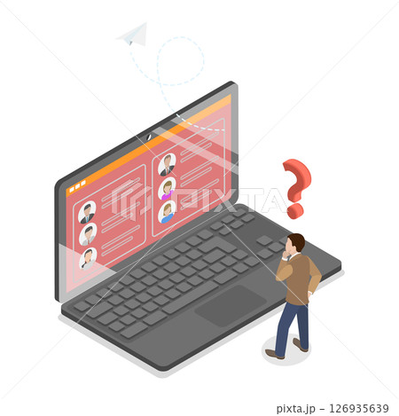 3D Isometric Flat  Illustration of Communicate Marketing, Digital Mail Campaign 126935639