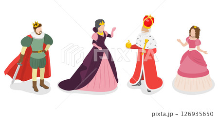 3D Isometric Flat Set of Fairy Characters, Medieval People 3D Isometric Flat Set of Fairy Characters, Medieval People 126935650