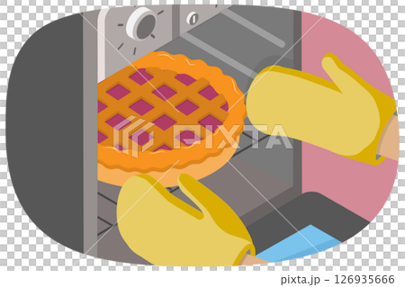 3D Isometric Flat  Illustration of Cooking at Home, Baking Pie In Modern Electric Oven 126935666