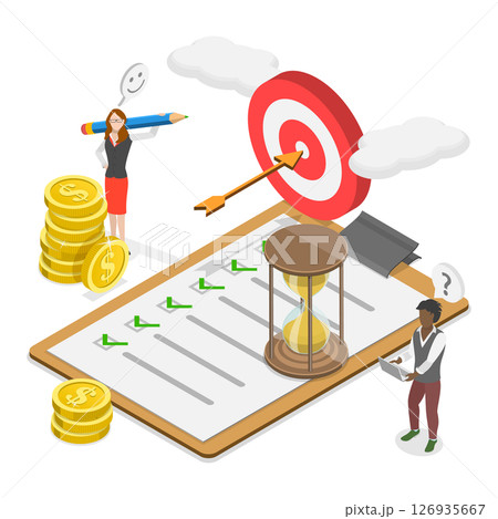 3D Isometric Flat  Illustration of Financial Targets, Aspiration and Motivation 126935667