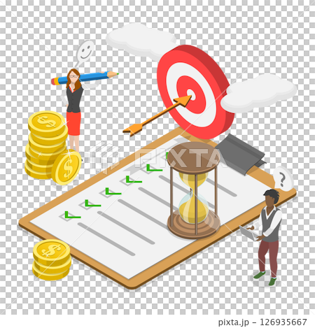 3D Isometric Flat  Illustration of Financial Targets, Aspiration and Motivation 126935667