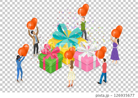 3D Isometric Flat Illustration of Online Shopping Bonus, Earning Rewards, Incentives Strategy 3D Isometric Flat Illustration of Online Shopping Bonus, Earning Rewards, Incentives Strategy 126935677