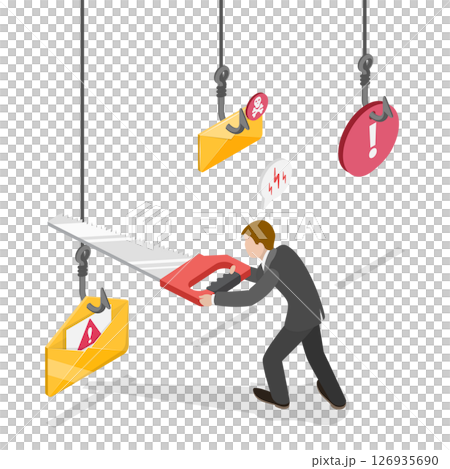 3D Isometric Flat Illustration of Internet Phishing Or Spam, Strategies To Avoid Phishing And Spam Emails 3D Isometric Flat Illustration of Internet Phishing Or Spam, Strategies To Avoid Phishing And Spam Emails 126935690