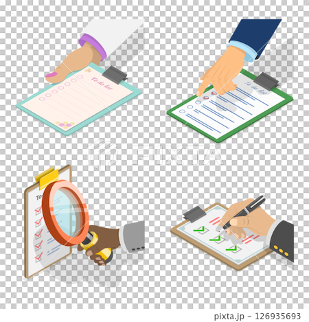 3D Isometric Flat  Set of Checklists, Todo List Collection 126935693