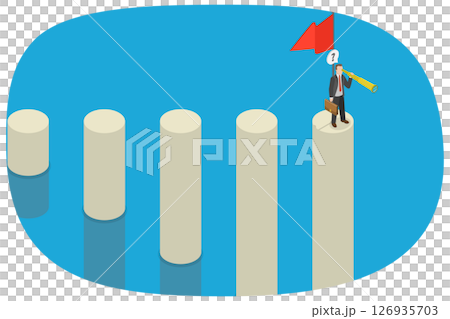 3D Isometric Flat  Illustration of New Achiverment, Success Business Person Seeking Next Challenge 126935703