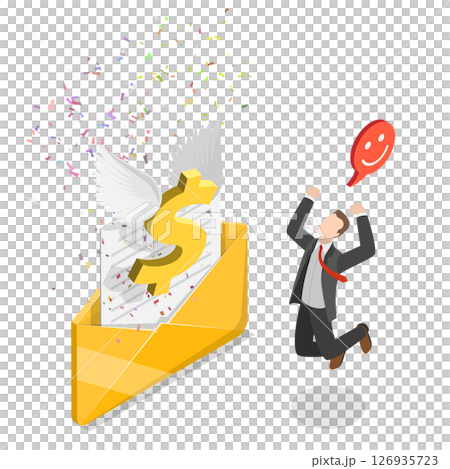 3D Isometric Flat Illustration of Salary Raise, Unexpected Financial Gains 3D Isometric Flat Illustration of Salary Raise, Unexpected Financial Gains 126935723