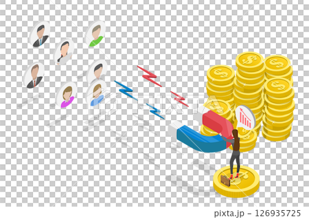 3D Isometric Flat  Illustration of Lead Generation, Optimizing Conversion Rate 126935725