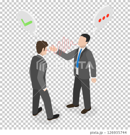 3D Isometric Flat  Illustration of Reflection And Concentration, Listening Skill 126935744