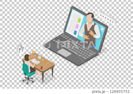 3D Isometric Flat  Illustration of Education For Disabled People, Online Teaching And Communication Technologies 126935752