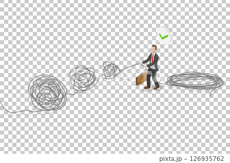 3D Isometric Flat Illustration of Problems Solution, Simplification Process 3D Isometric Flat Illustration of Problems Solution, Simplification Process 126935762