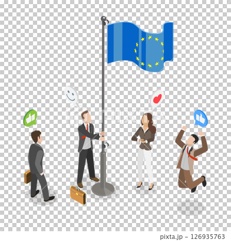 3D Isometric Flat Illustration of European Union, Economy Development 3D Isometric Flat Illustration of European Union, Economy Development 126935763