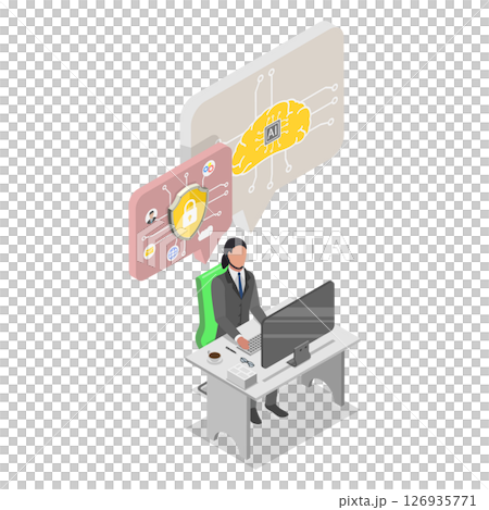 3D Isometric Flat  Illustration of Data Protection, Internet Security 126935771
