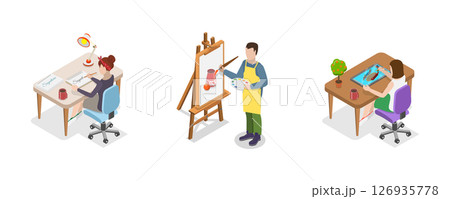 3D Isometric Flat Illustration of Creativity Development , Gain Knowledge and Skills 3D Isometric Flat Illustration of Creativity Development , Gain Knowledge and Skills 126935778