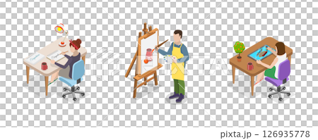 3D Isometric Flat Illustration of Creativity Development , Gain Knowledge and Skills 3D Isometric Flat Illustration of Creativity Development , Gain Knowledge and Skills 126935778