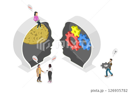 3D Isometric Flat  Illustration of Communication and Interaction, Concept Of Linguistics 126935782