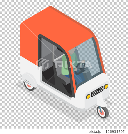 3D Isometric Flat Illustration of Indian Public Transportation, Auto Rickshaw 3D Isometric Flat Illustration of Indian Public Transportation, Auto Rickshaw 126935795