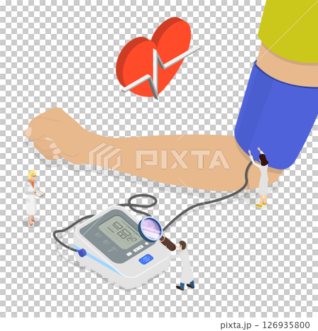 3D Isometric Flat Illustration of Measuring Blood Pleasure, Medical Equipment 3D Isometric Flat Illustration of Measuring Blood Pleasure, Medical Equipment 126935800