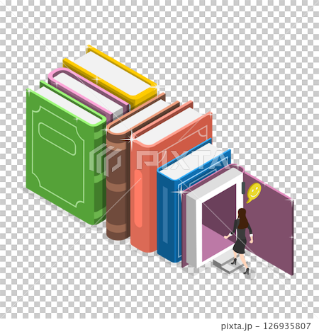 3D Isometric Flat  Illustration of Reading, New Knowledge, Expanding Horizon 126935807
