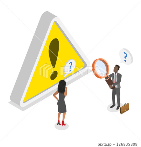 3D Isometric Flat  Illustration of Risk Identification, Problem-Solving Techniques In Action 126935809