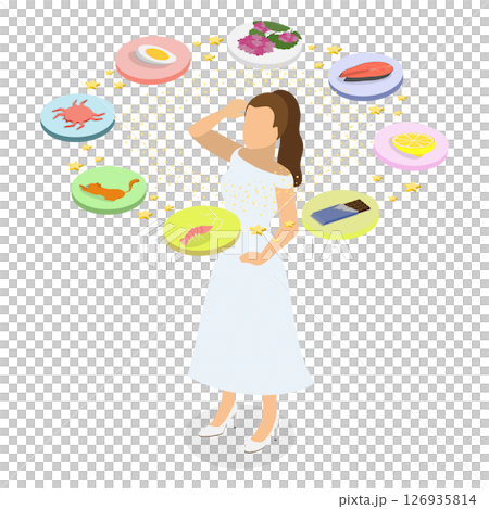 3D Isometric Flat  Illustration of Causes of Allergy, Seasonal Disease 126935814