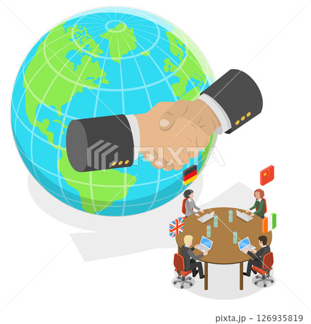 3D Isometric Flat  Illustration of Diplomacy, World Diplomacy 126935819