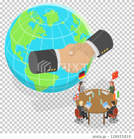 3D Isometric Flat  Illustration of Diplomacy, World Diplomacy 126935819