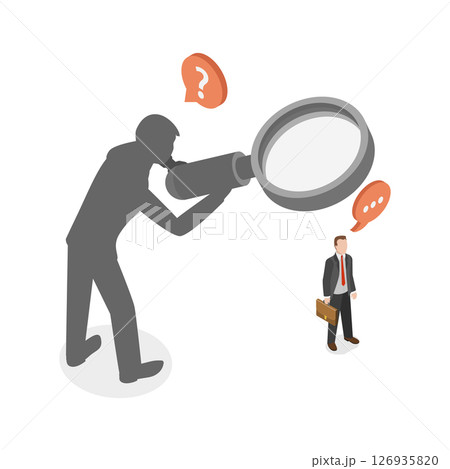 3D Isometric Flat  Illustration of Self-assessment, Scrutiny of Human Subconscious 126935820