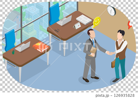 3D Isometric Flat Illustration of Job Offer, A Person Obtaining Employment 3D Isometric Flat Illustration of Job Offer, A Person Obtaining Employment 126935828