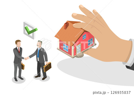 3D Isometric Flat  Illustration of Property Purchase Deal, Housing Market, Real Estate Investment 126935837