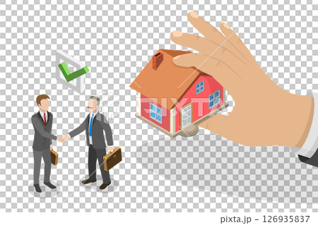 3D Isometric Flat  Illustration of Property Purchase Deal, Housing Market, Real Estate Investment 126935837