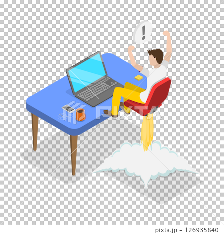 3D Isometric Flat  Illustration of Career Development, Towards Goals Through Motivation 126935840
