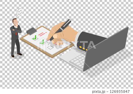 3D Isometric Flat Illustration of Survey Form, Online Application 3D Isometric Flat Illustration of Survey Form, Online Application 126935847