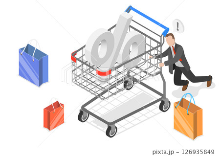 3D Isometric Flat Illustration of Shopping Discount, Sales Promotion 3D Isometric Flat Illustration of Shopping Discount, Sales Promotion 126935849