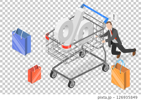 3D Isometric Flat Illustration of Shopping Discount, Sales Promotion 3D Isometric Flat Illustration of Shopping Discount, Sales Promotion 126935849
