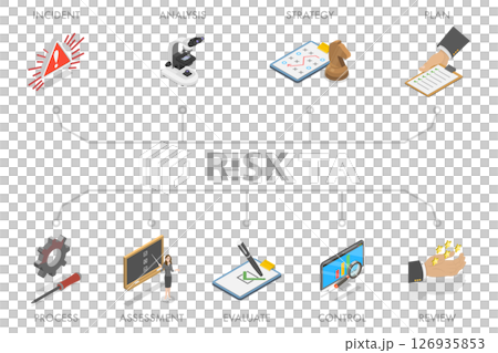 3D Isometric Flat  Illustration of Risk Assessment, Crisis Management Strategy 126935853